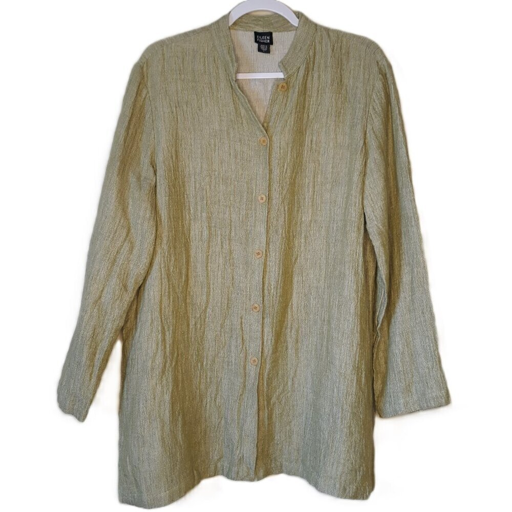 Women's Linen Blend Jacket Lagenlook Relaxed Artsy Eileen Fisher
